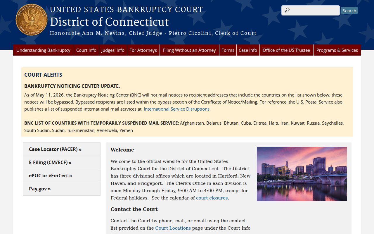 New Haven County marriage and divorce records separate federal bankruptcy court system