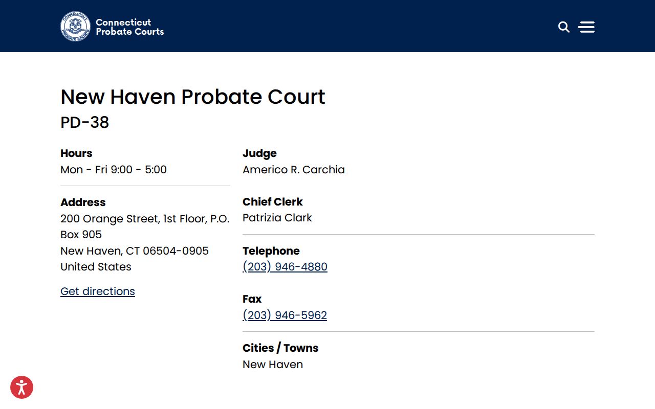 New Haven County probate records New Haven Probate Court page