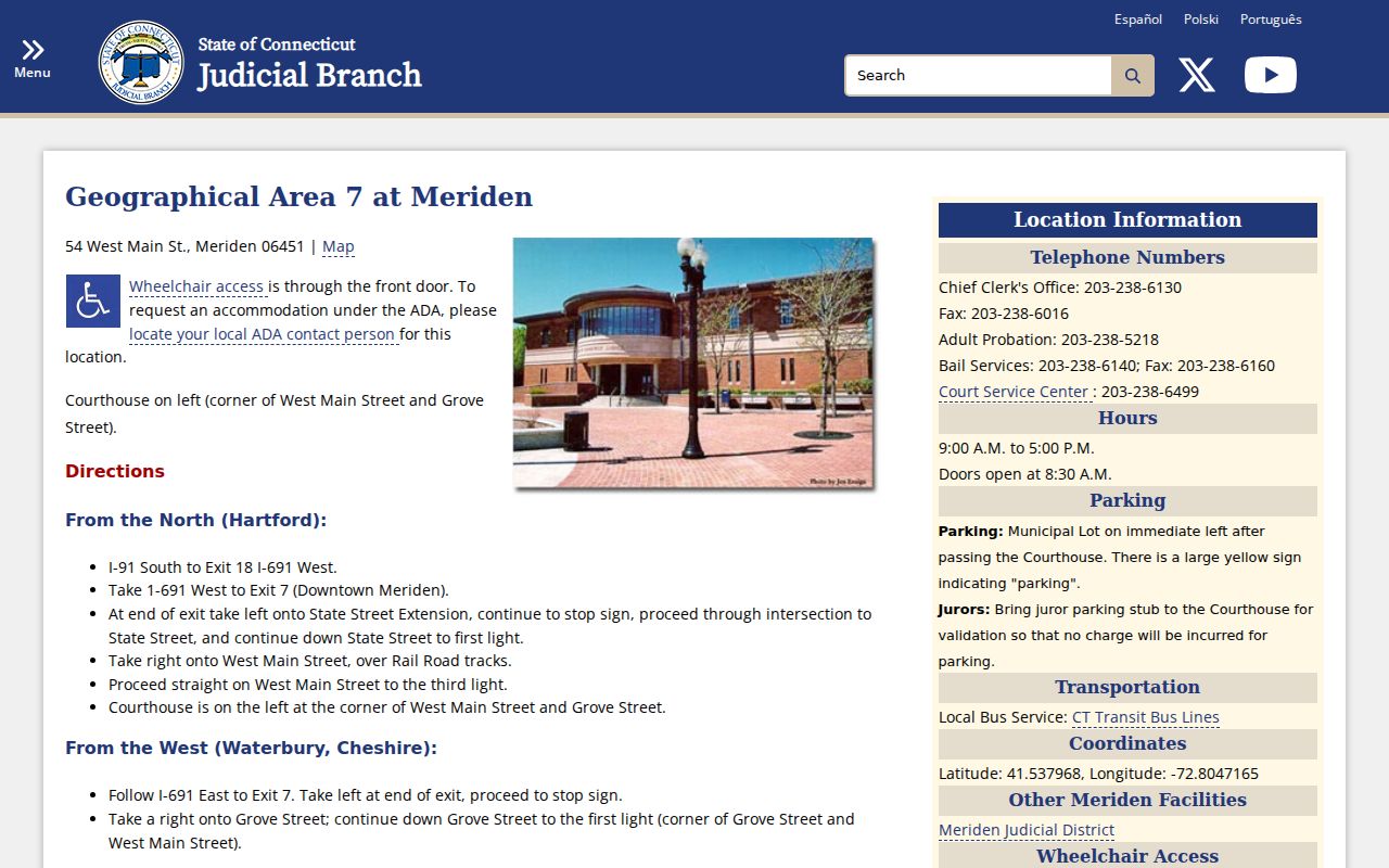 New Haven County Superior Court Geographical Area 7 Meriden courthouse