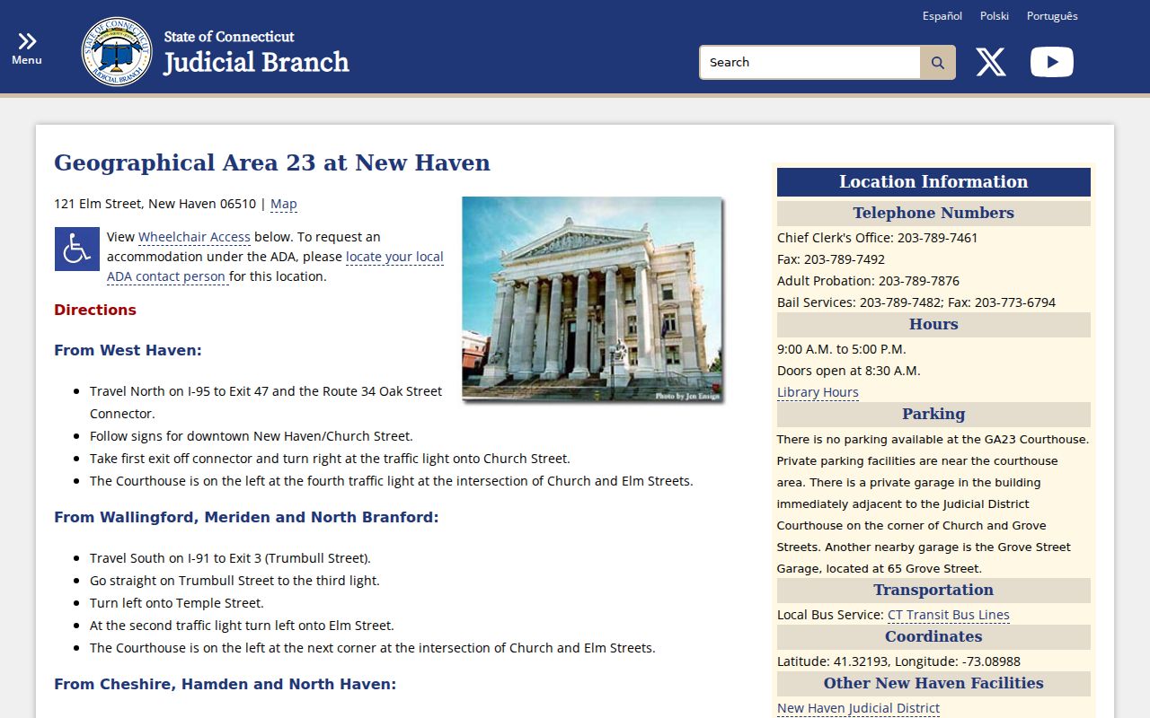New Haven County Superior Court Geographical Area 23 courthouse